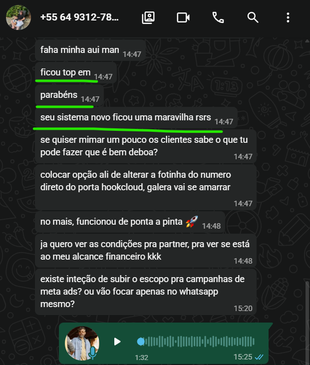 Relato de usuário sobre estabilidade após atualizações da HookCloud